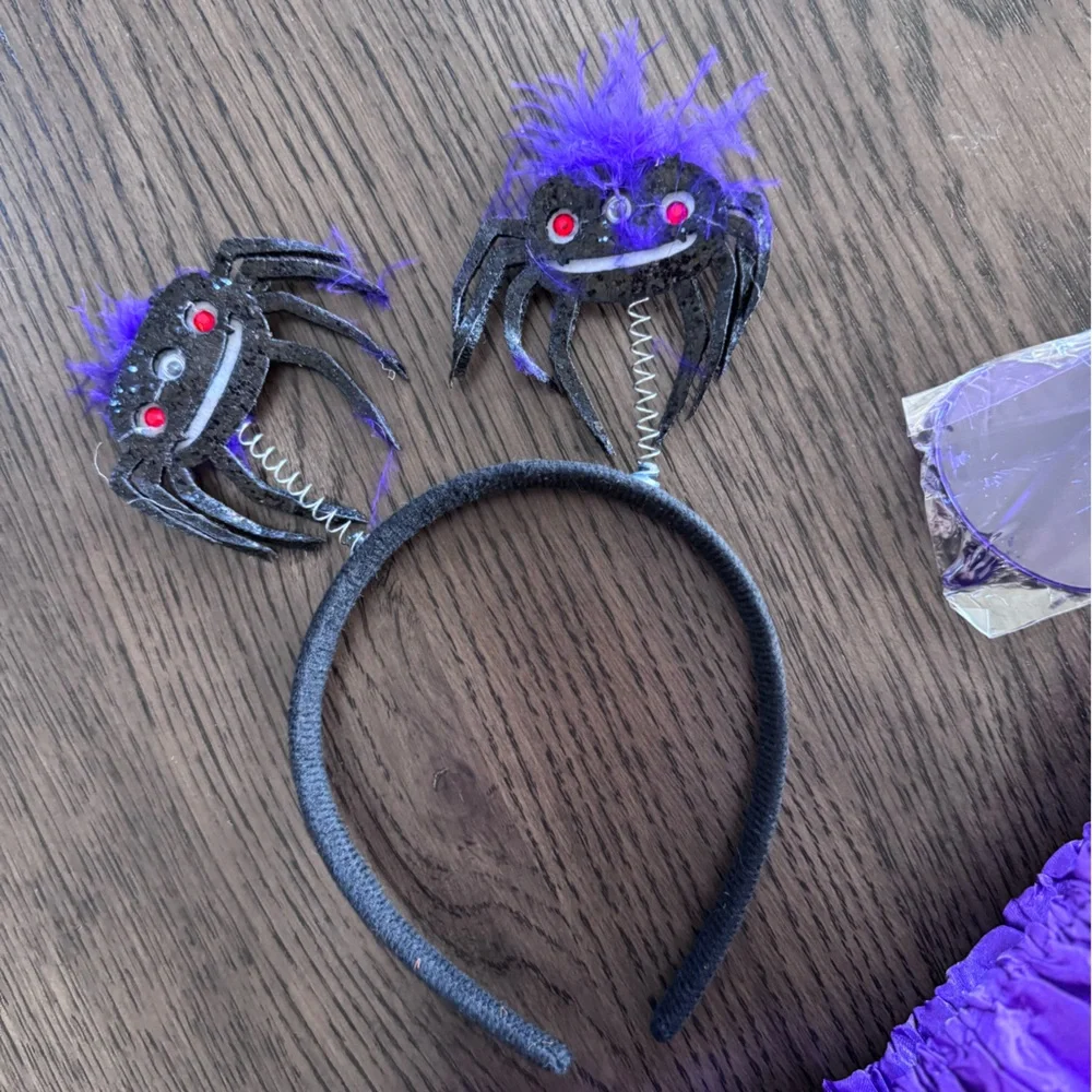 BRAND NEW Purple and Orange Glitter Tutu Set with Spider Headband and Sunglasses